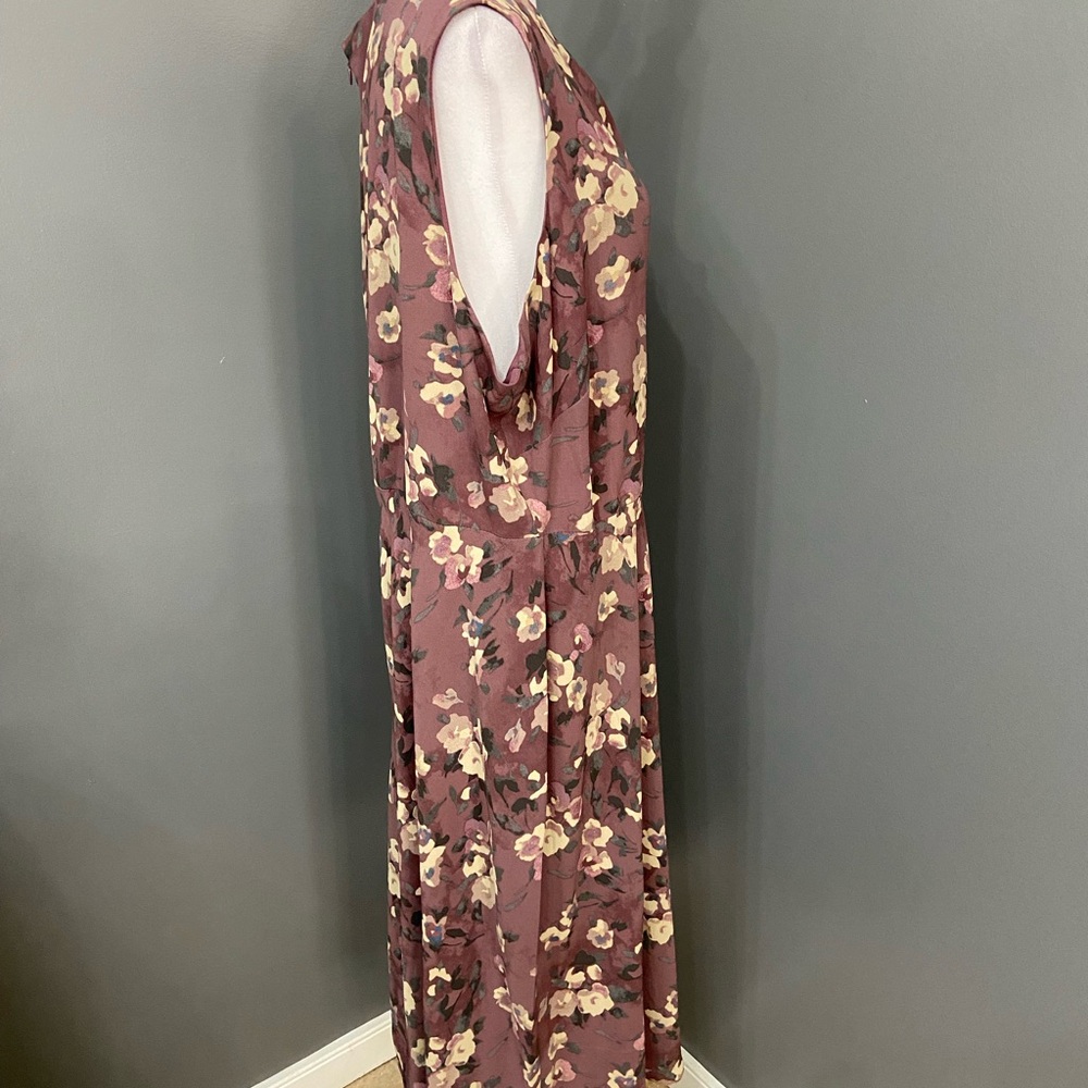 LAUREN Ralph Lauren Purple Floral Fit & Flare Midi Dress Womens 18W Classic - Picture 10 of 16
